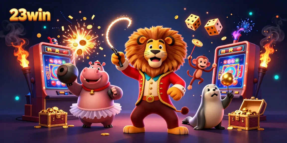 Experience the thrill of 23win's vibrant casino adventure with animated characters in a lively setting.
