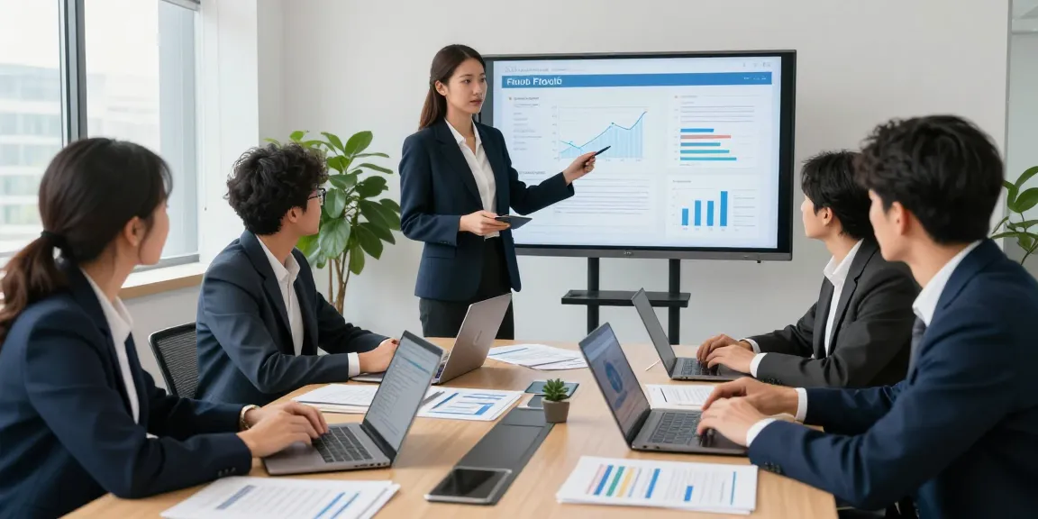 Team collaborating on document fraud detection strategies in a modern office.