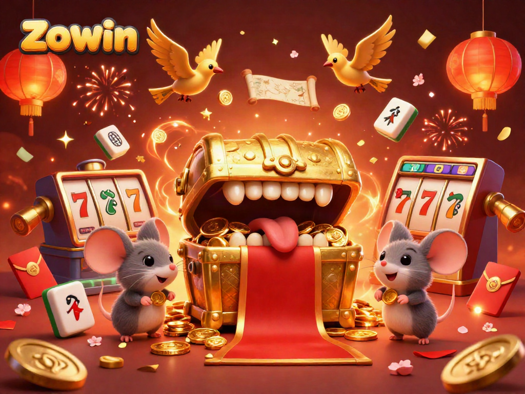 Engage in the thrill of Zowin's vibrant casino treasures with a playful illustration of fortune.