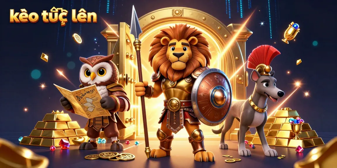 Experience thrilling kèo trực tuyến action with vivid casino characters amidst shining treasures and vibrant energy.
