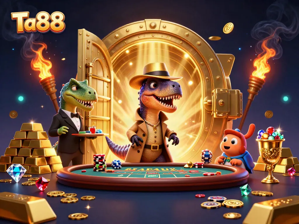 Ta88 captivates with thrilling blackjack action as a velociraptor card counter sneaks chips.