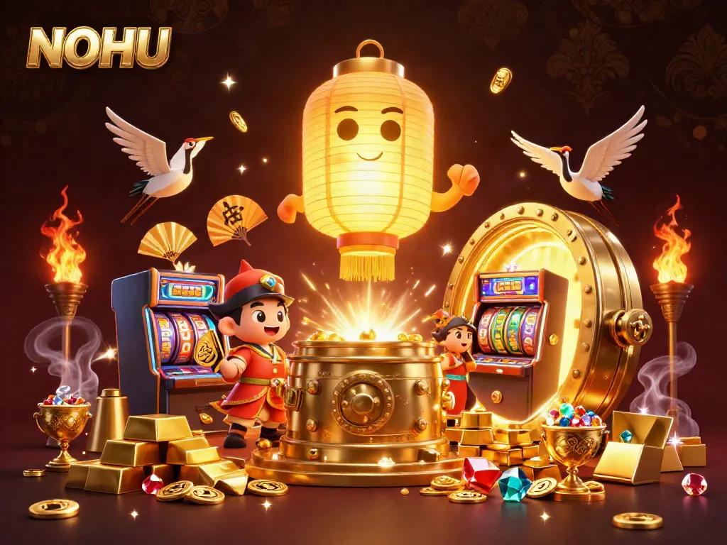Spin to win at NOHU's dynamic online casino with golden treasures and vibrant slot machines.