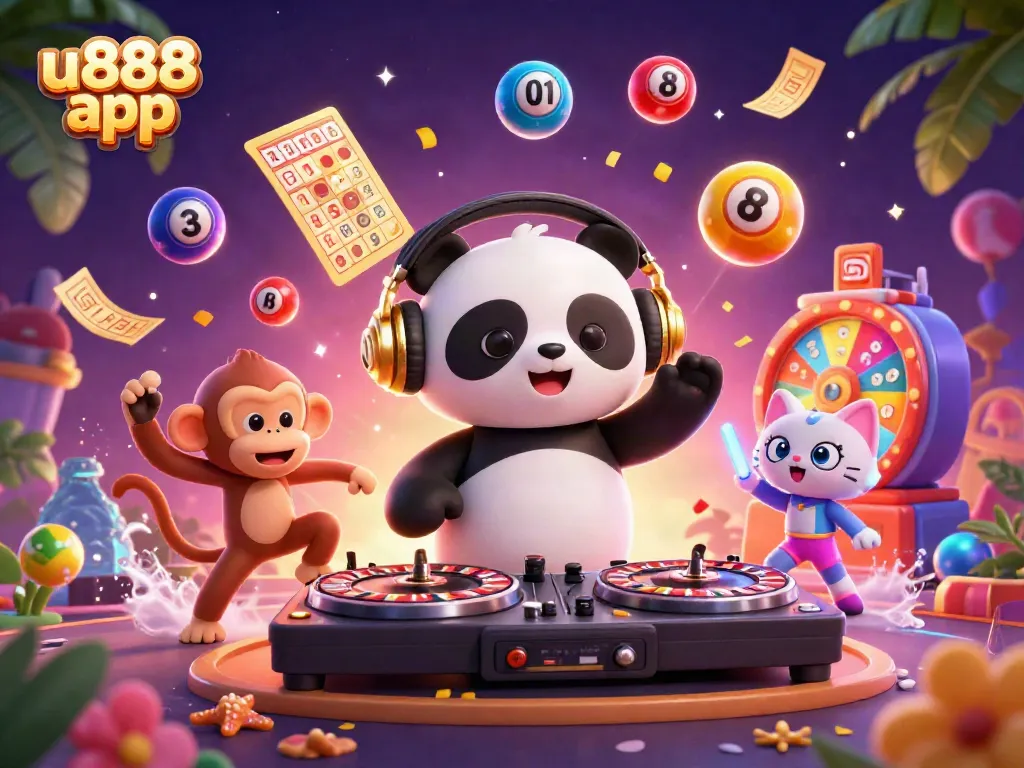 Experience casino thrills with the u888 app, featuring vibrant 3D characters and lively gaming elements.