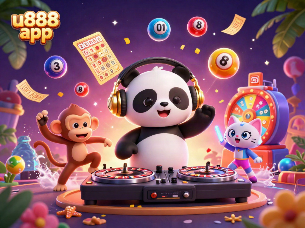 Experience casino thrills with the u888 app, featuring vibrant 3D characters and lively gaming elements.