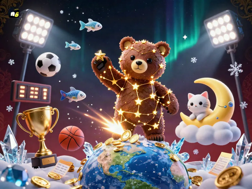 Experience exciting betting with net88, featuring a constellation bear amid dynamic sports elements.