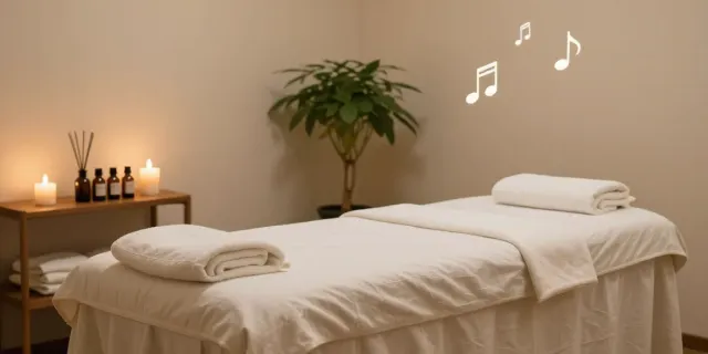 Tranquil massage therapy room ideal for 강동구출장안마, featuring soft linens, aromatherapy oils, and warm lighting.