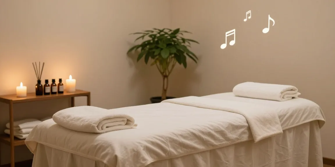 Tranquil massage therapy room ideal for 강동구출장안마, featuring soft linens, aromatherapy oils, and warm lighting.