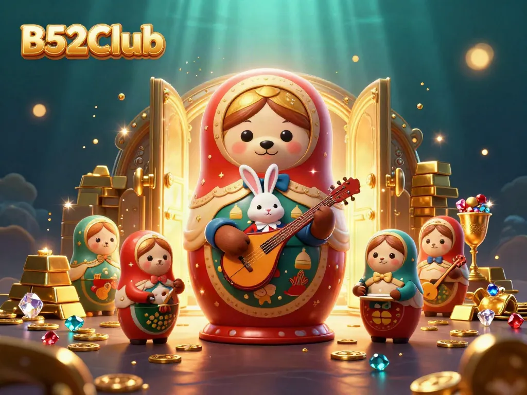 Experience thrilling wins at B52Club with a vibrant 3D depiction of casino gaming adventures.