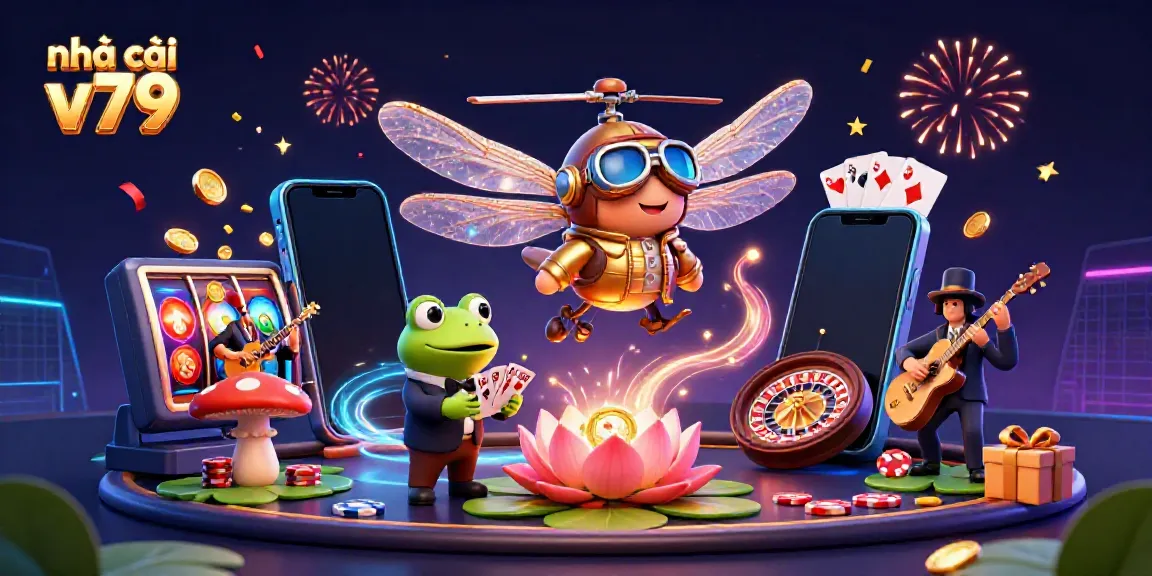 Experience the thrill of nhà cái v79 with a vibrant 3D casino scene blending creativity and gaming excitement.