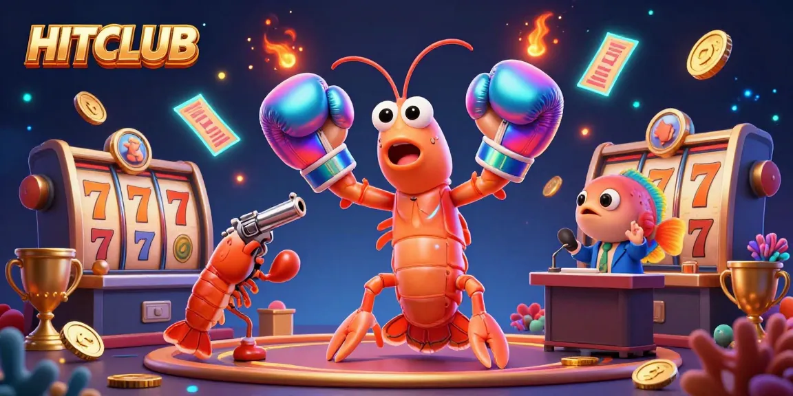 Engage in HITCLUB action with vibrant slot games and animated 3D characters in a dynamic casino environment.