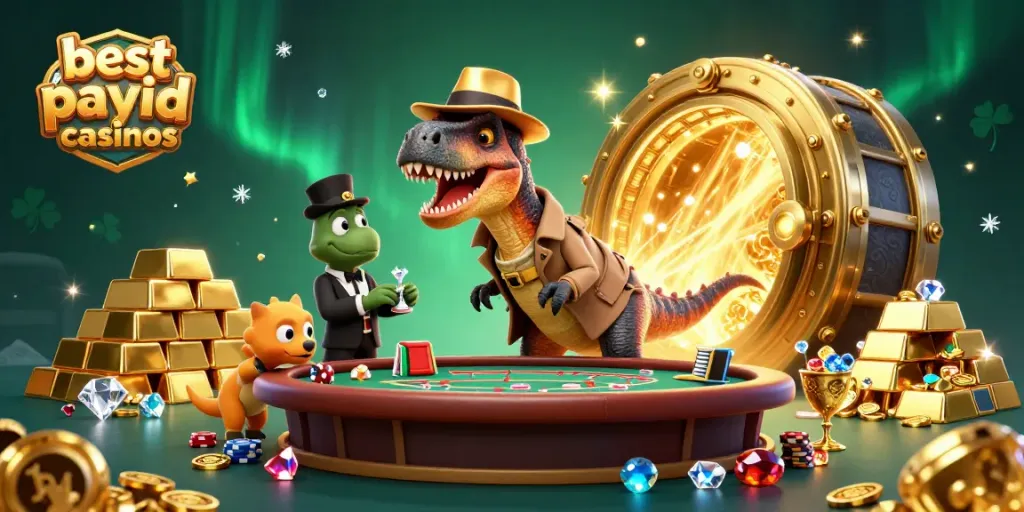 Exciting scene of a velociraptor at a blackjack table, showcasing the best PayID casinos.
