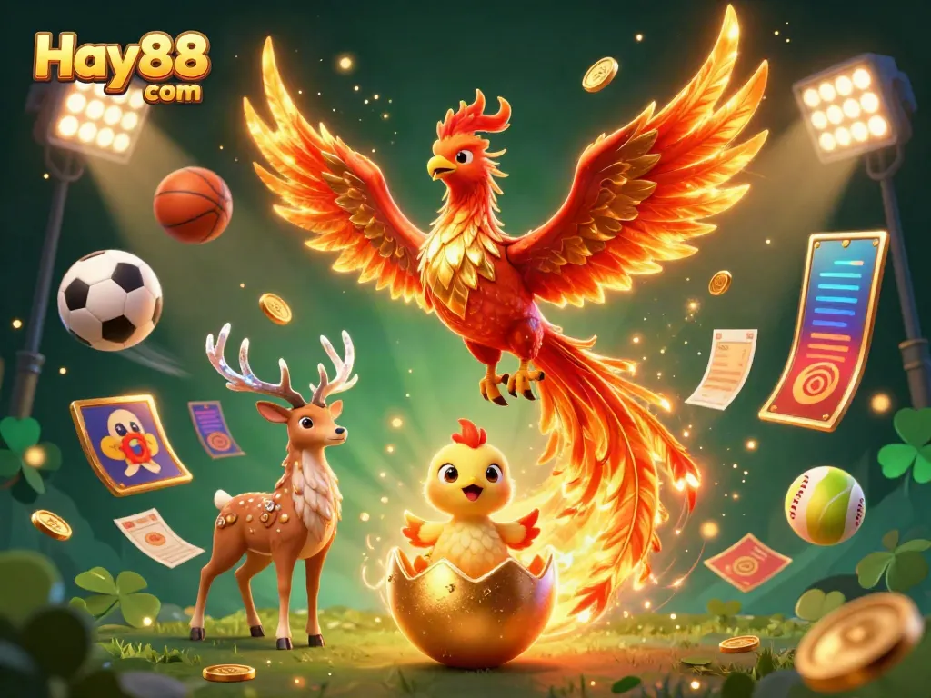 Experience exhilarating gaming at Hay88 com with a vibrant 3D casino illustration showcasing thrilling characters and action.