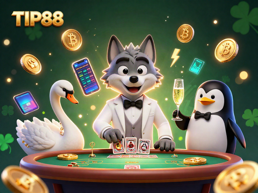 Experience gaming excitement at TIP88 with a 3D casino scene featuring unique characters.