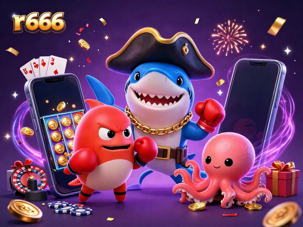 Experience vibrant gameplay at r 666 with animated casino characters and games.