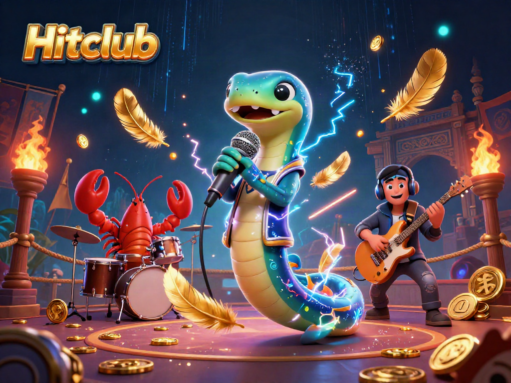 Hitclub entertainment scene featuring an electric eel, lobster drummer, and seahorse guitarist performing in an underwater casino.