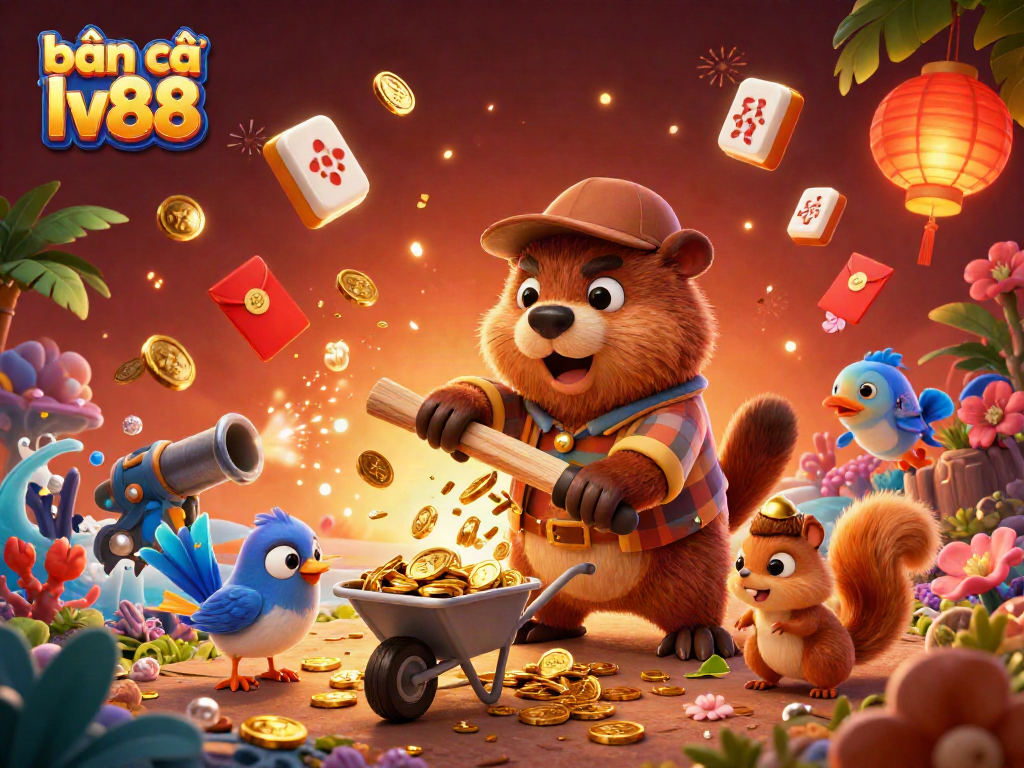 bắn cá lv88 showcases dynamic underwater action with vivid sea creatures and vibrant gold elements