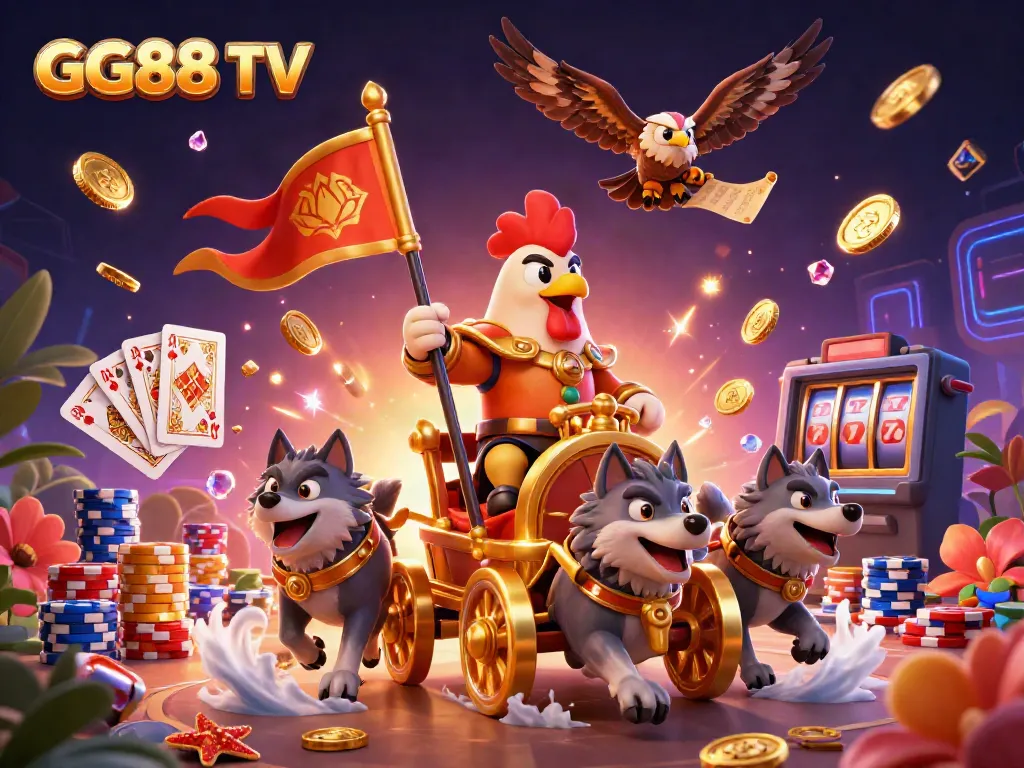 Engage with GG88 TV's colorful gaming scene, featuring immersive characters and vibrant casino elements.