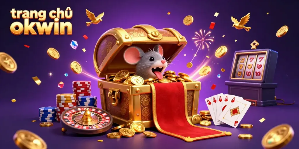Experience thrilling riches at trang chủ okwin with abundant treasures and vibrant games in this 3D illustration.