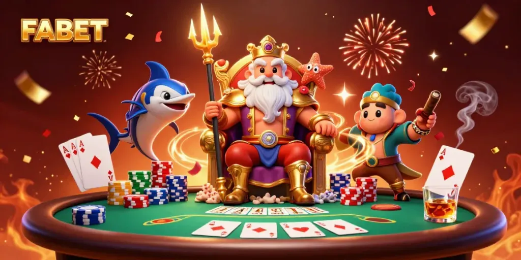 FABET players enjoying a vibrant poker game with exciting characters and dynamic elements.