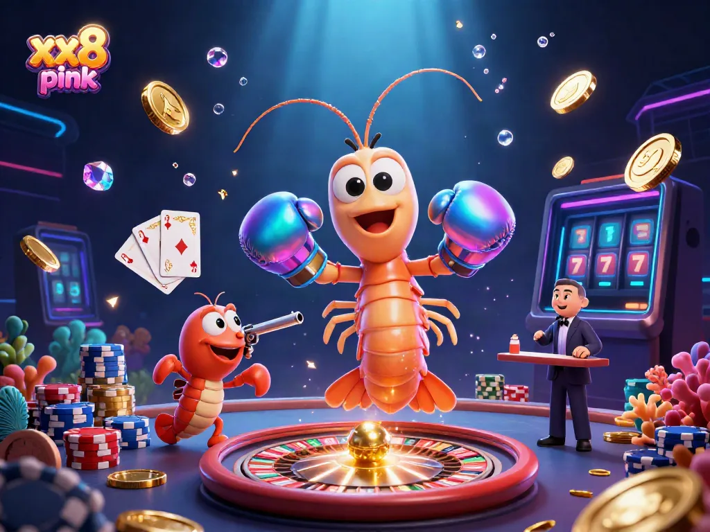 Experience thrilling wins with xx8 pink in this dynamic online casino scene featuring playful sea creatures.