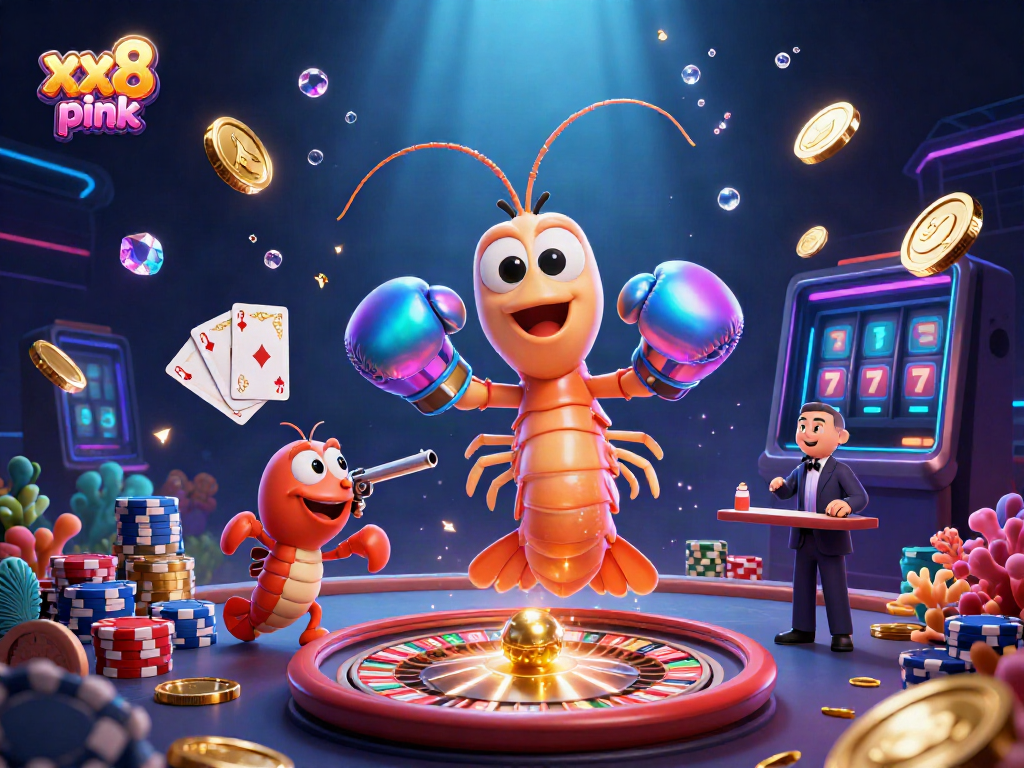 Experience thrilling wins with xx8 pink in this dynamic online casino scene featuring playful sea creatures.
