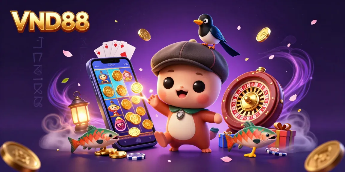 Engage in thrilling games at VND88 with vibrant slot machines and enchanting casino elements.