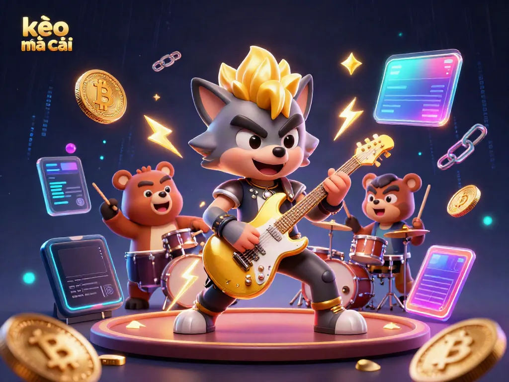 Experience the thrill of kèo nhà cái with a dynamic casino scene featuring rock star characters and vibrant elements.