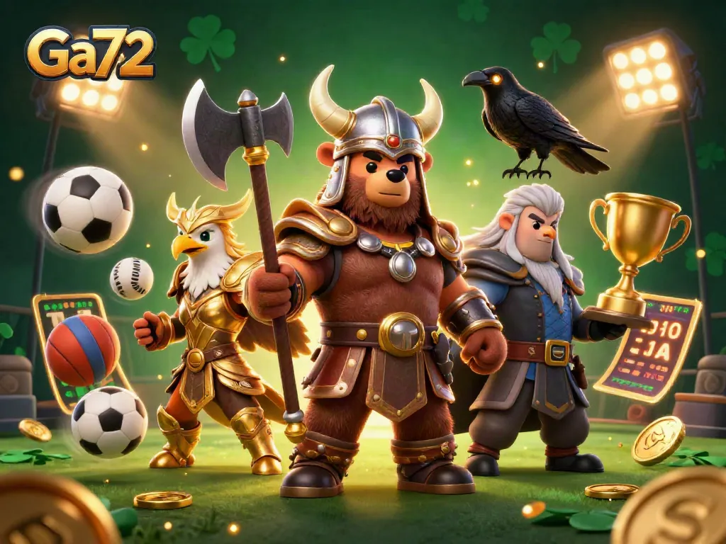 Experience exciting betting action with Ga72's thrilling 3D illustration of dynamic sports elements.