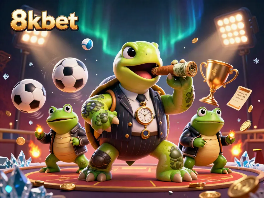 Experience winning strategies at 8xbet with a vibrant casino illustration filled with sports elements.