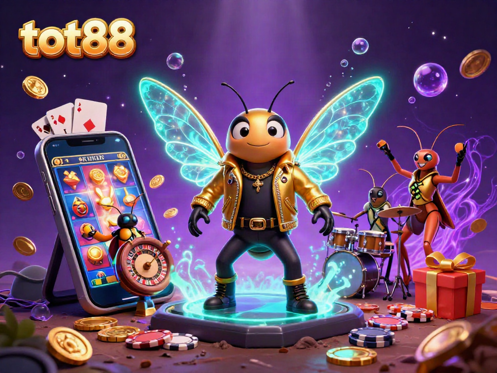 Experience the excitement of tot88 with a vibrant casino scene showcasing animated characters, games, and dynamic visuals.