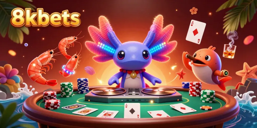 Engage in thrilling gaming at 8xbets with dynamic casino scenes and vibrant characters.