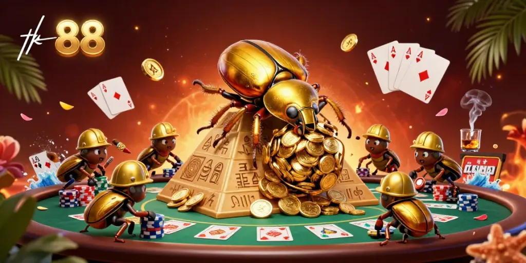 Join the excitement at tk 88 with golden beetles helping to roll in massive winnings at the casino!